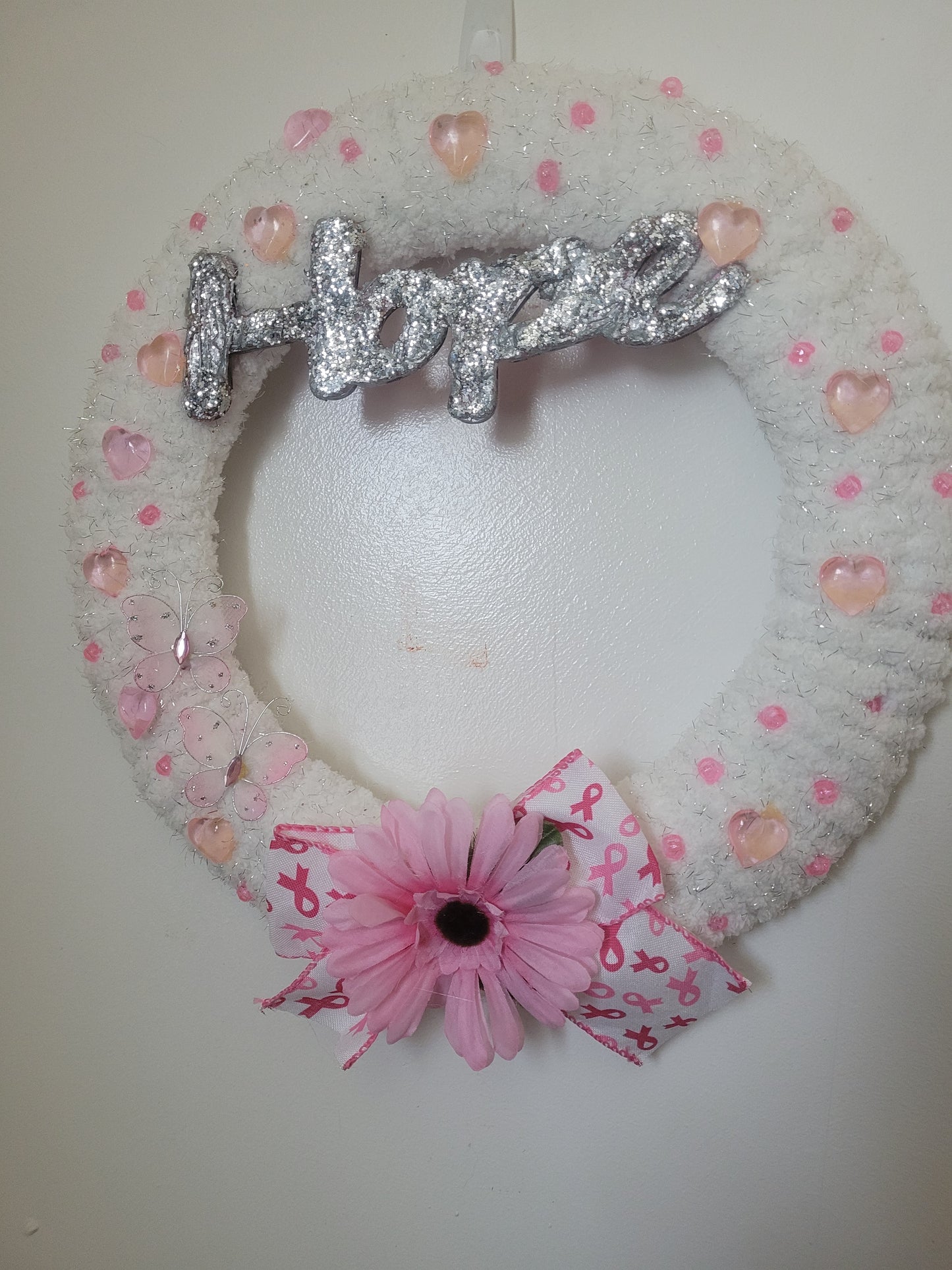 Hope Silver Breast Cancer Wreath