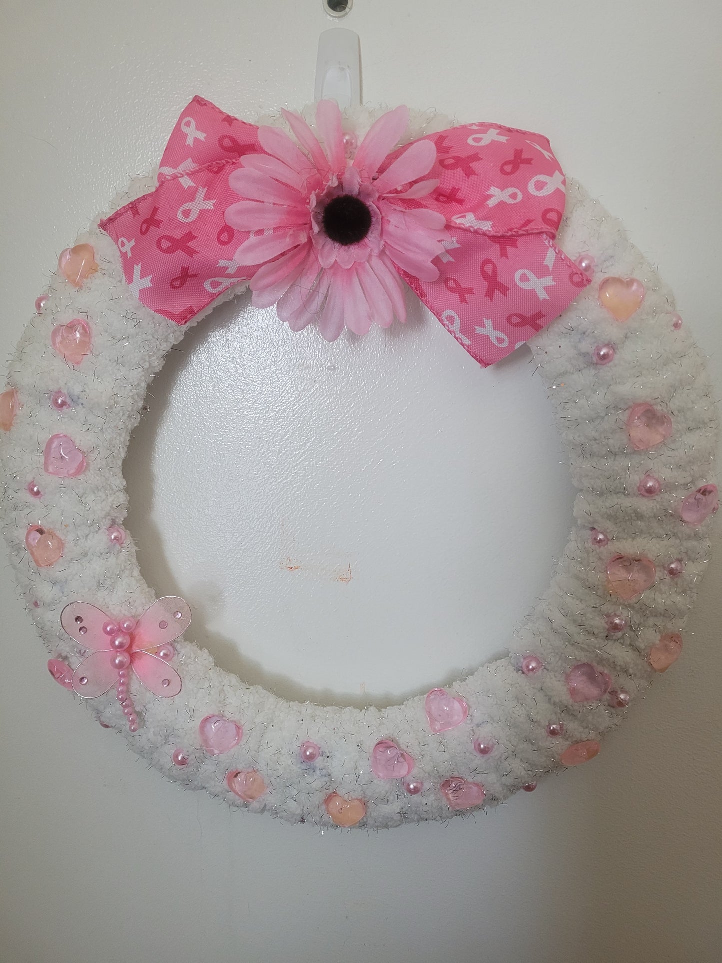 Pink Ribbon Breast Cancer Wreath