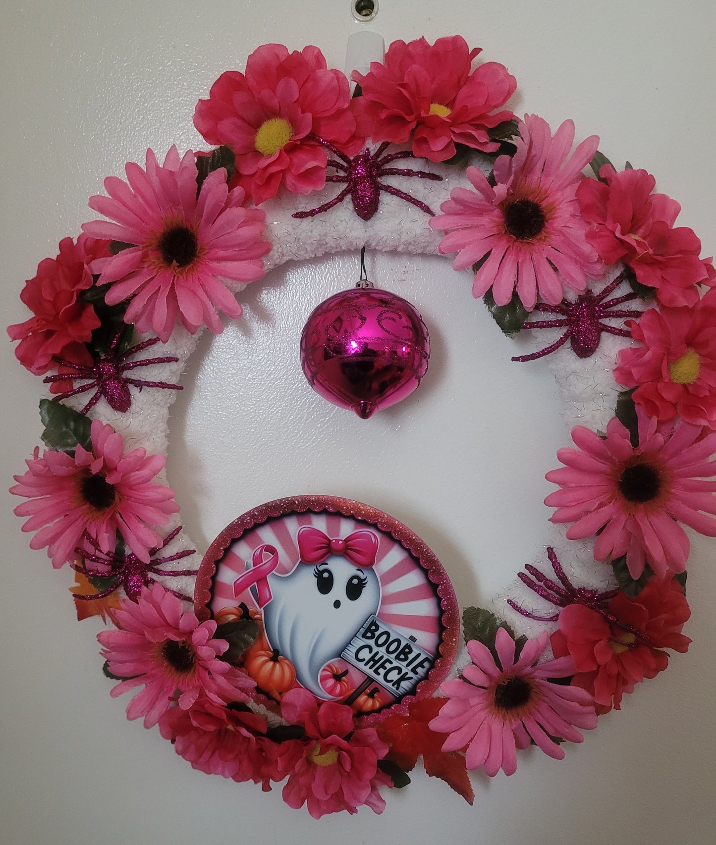 Breast Cancer Boobie Check Wreath