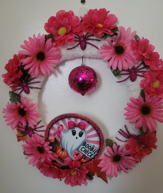 Breast Cancer Boobie Check Wreath