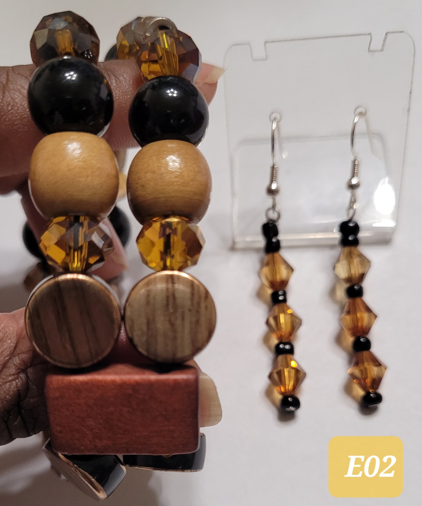 Earth Tone Amber Bracelet/Earrings Set