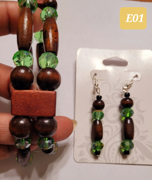 Tree/Grass Bracelet Earrings Set