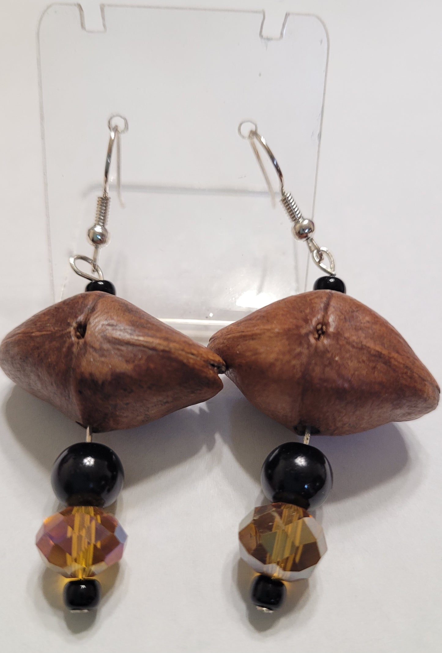 Wooden Bracelet/Earrings Set with Shell