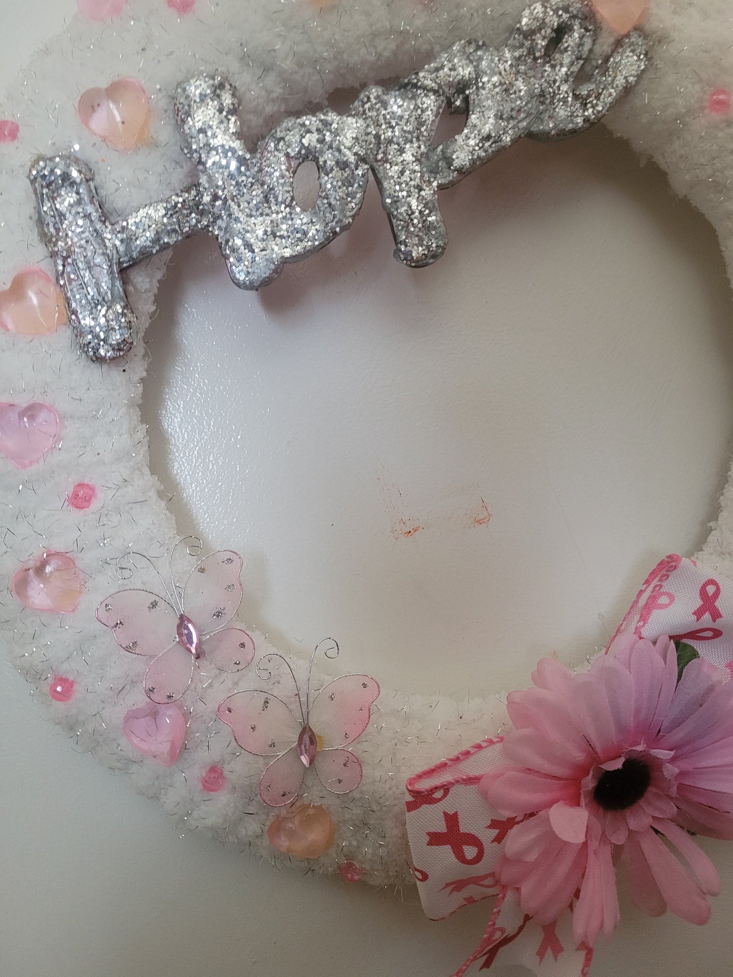 Hope Silver Breast Cancer Wreath