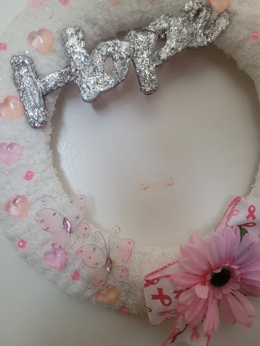 Hope Silver Breast Cancer Wreath