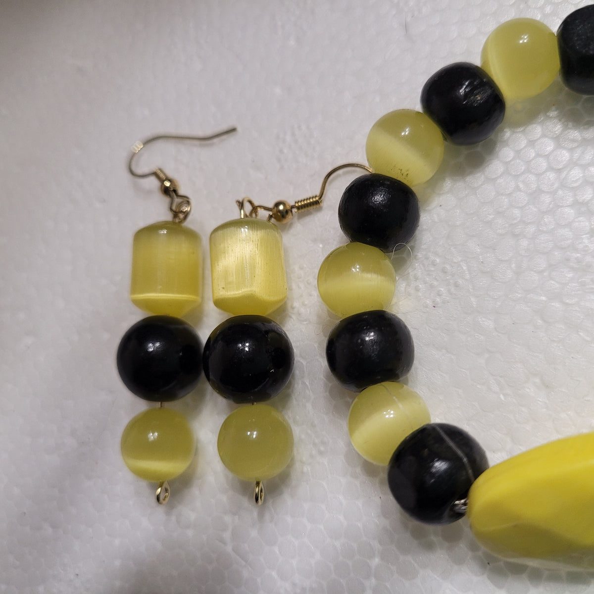 Lemon Yellow Set Cylinder Style Earrings