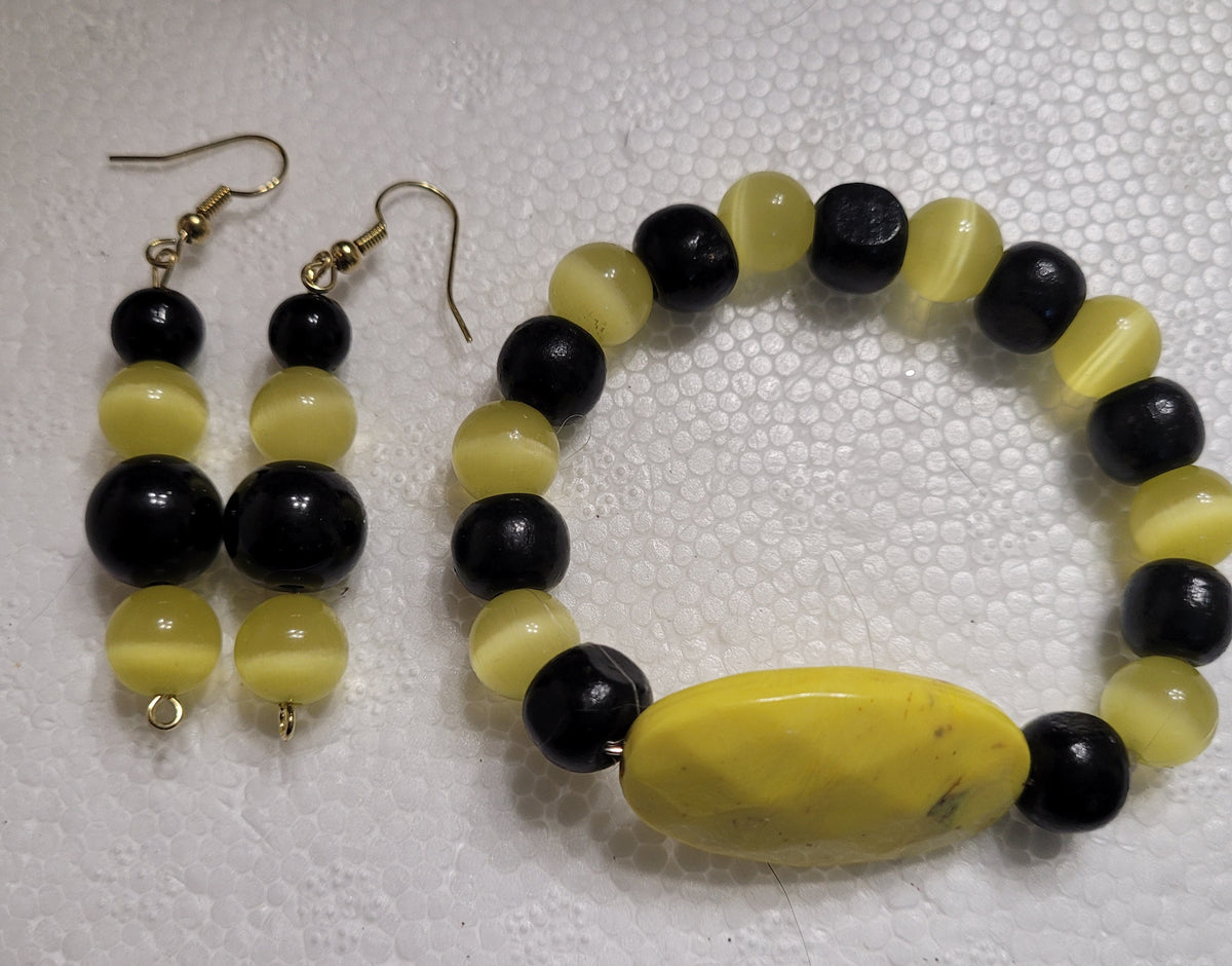 Lemon Yellow Bracelet and Earrings Set