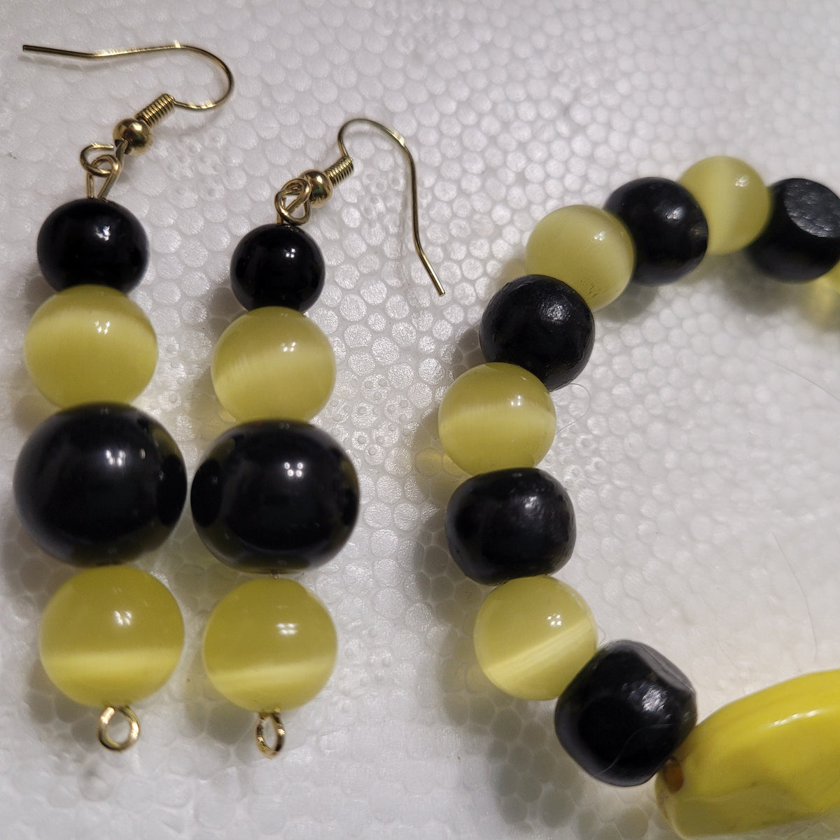 Lemon Yellow Bracelet and Earrings Set