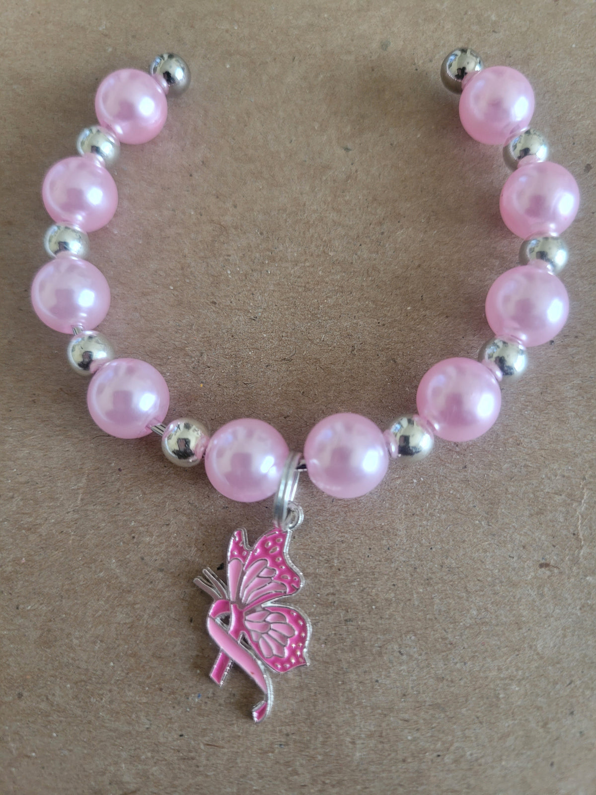Pink Butterfly Pendant Bracelet