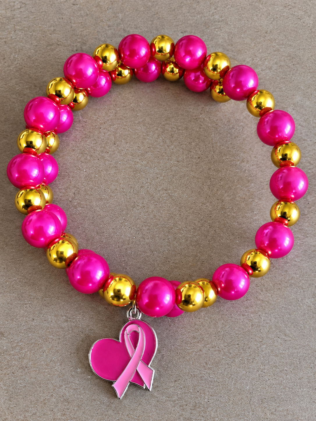 Fuchsia Pink Heart Bracelet