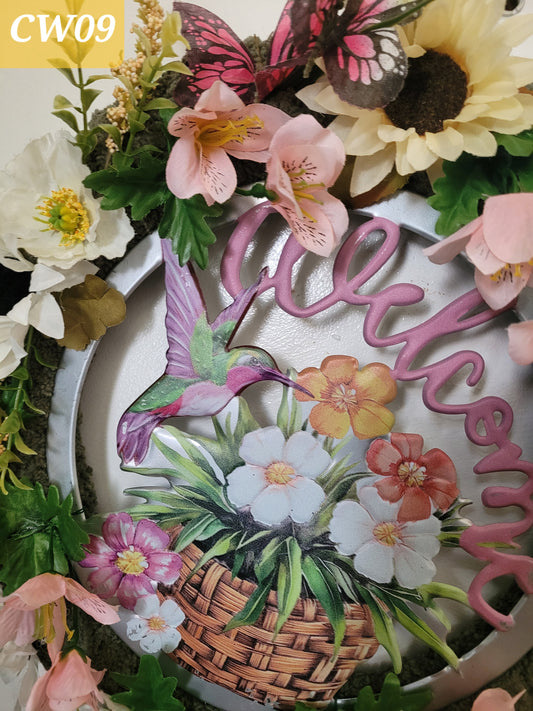Welcome Hummingbird Wreath