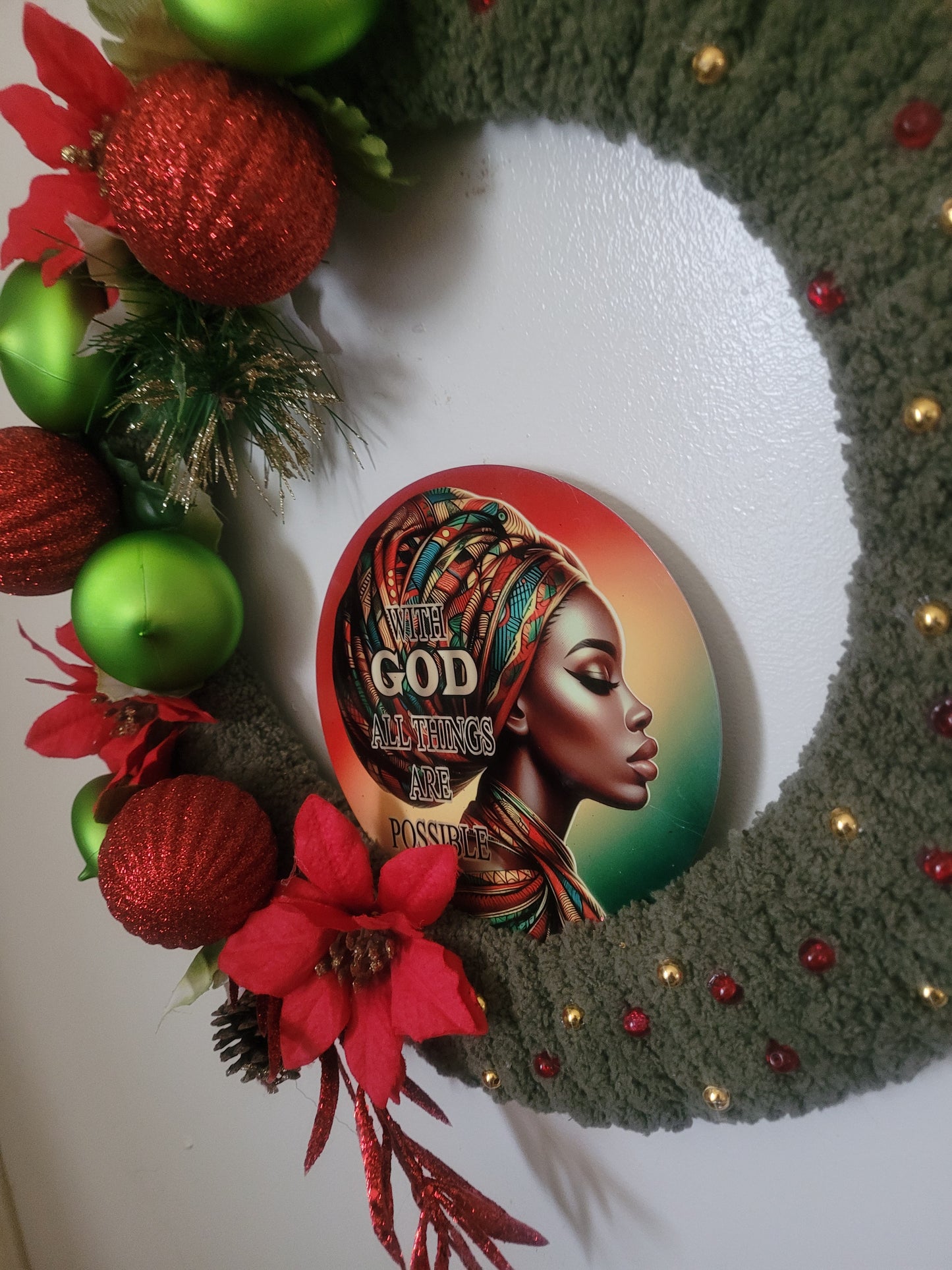 With God All Things are Possible Wreath Olive