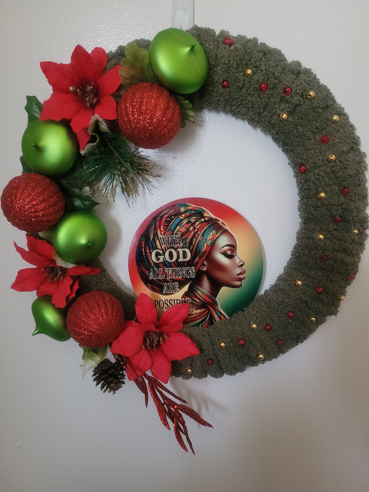 With God All Things are Possible Wreath Olive